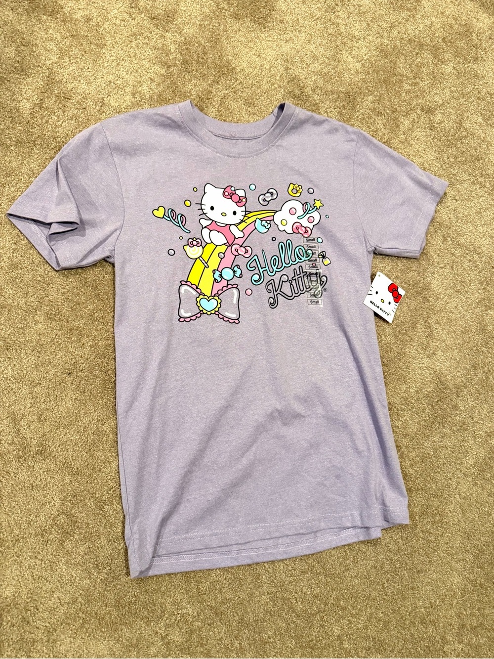 Hello Kitty Rainbow Graphic Tee NWT Small Kawaii Sanrio Purple